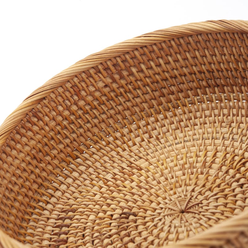 DECRAFTS Round Rattan Fruit Baskets Woven Storage Bowls Key Holder Stackable for Shelf Kitchen Tabletop Natural Set of 3 - Image 3